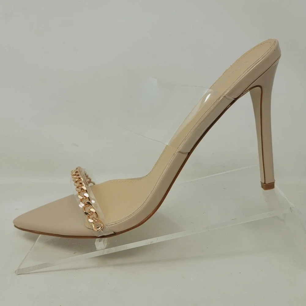 Vivianly Women's Pumps Sz 11 M heeled sandals Pointed Toe Nude Clear